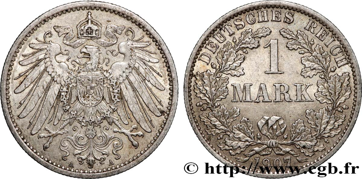 GERMANY 1 Mark Empire, 2e type 1907 Berlin AU 