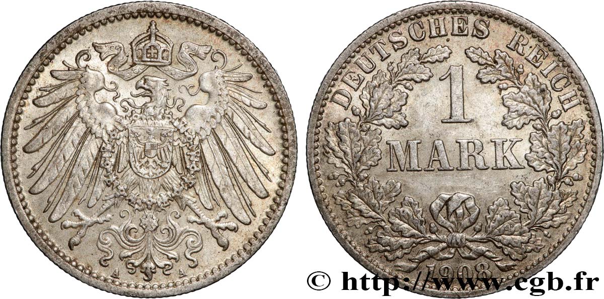 GERMANY 1 Mark Empire aigle impérial 1908 Berlin AU 