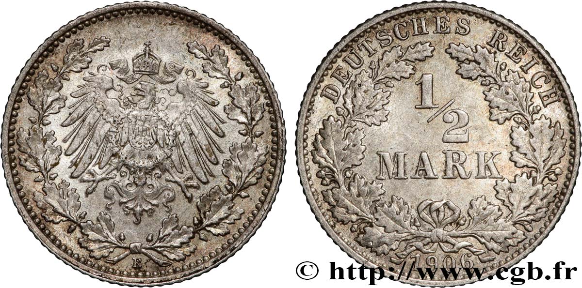 GERMANY 1/2 Mark 1906 Muldenhütten - E AU 