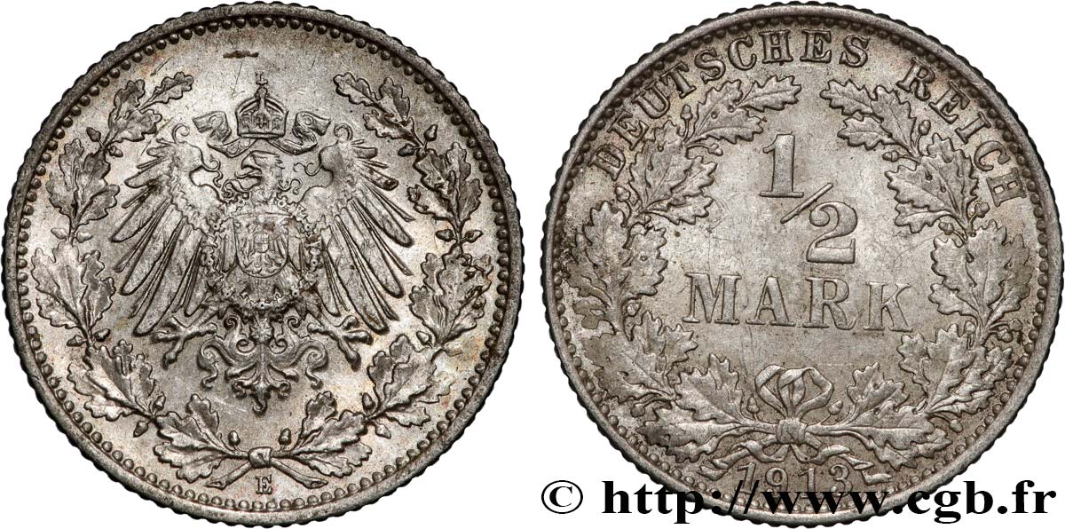 ALLEMAGNE 1/2 Mark Empire aigle impérial 1913 Munich - D SUP 