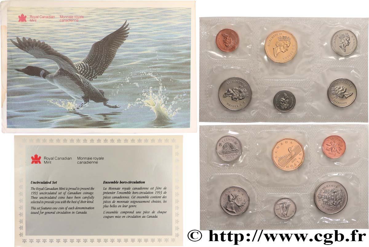 CANADA Série 6 monnaies 1993  MS 