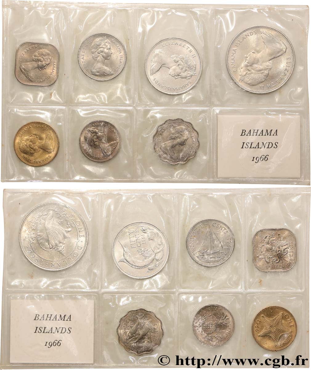 BAHAMAS Série 7 monnaies 1966  FDC 