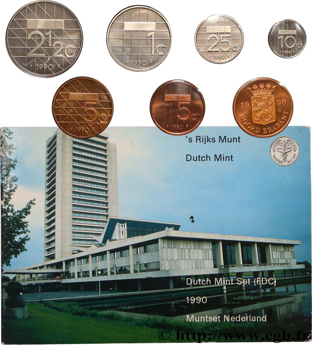 NIEDERLANDE Série FDC 7 monnaies 1990 Utrecht ST 