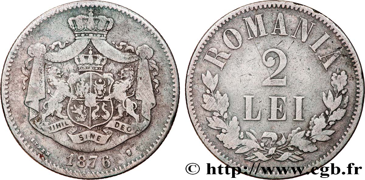 ROMANIA 2 Lei 1876 Bruxelles VF 