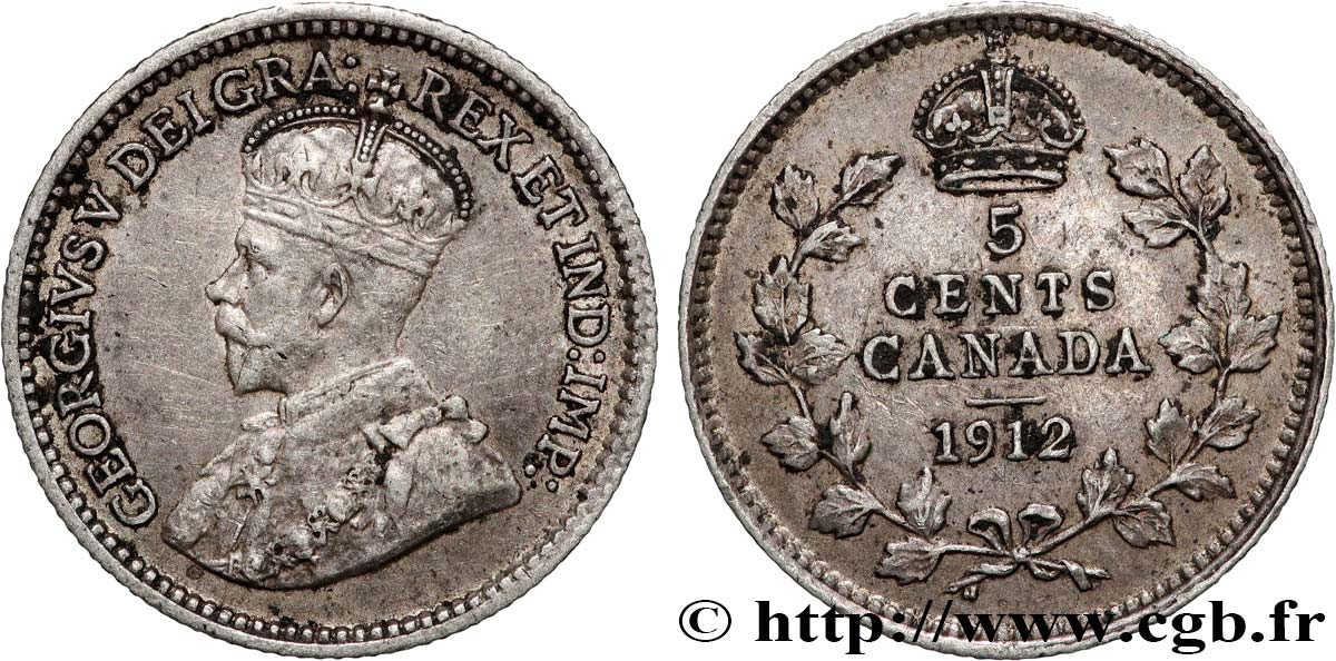 KANADA 5 Cents Georges V 1912  SS 