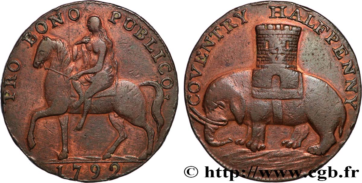 REINO UNIDO (TOKENS) 1/2 Penny Coventry (Warwickshire) 1792 Birmingham MBC 