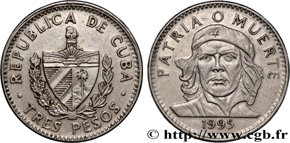 CUBA 3 Pesos Ernesto “Che” Guevara 1995  AU 