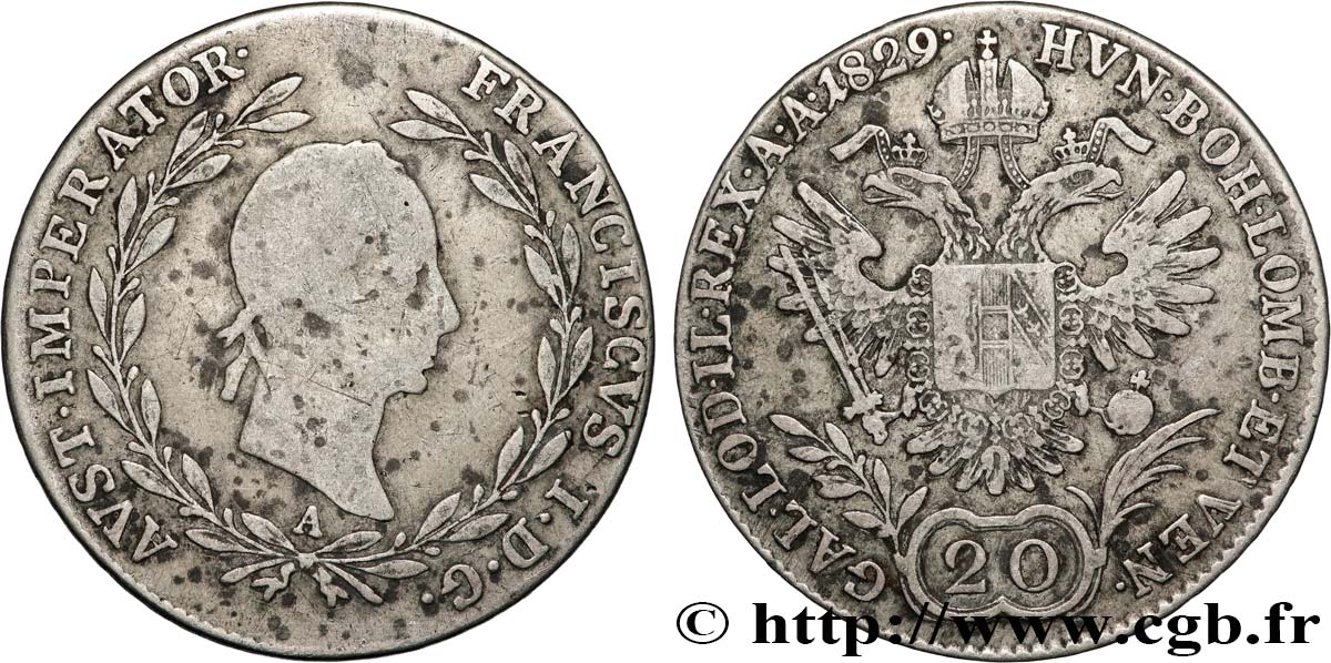 ÖSTERREICH 20 Kreuzer François Ier 1829 Vienne fSS 