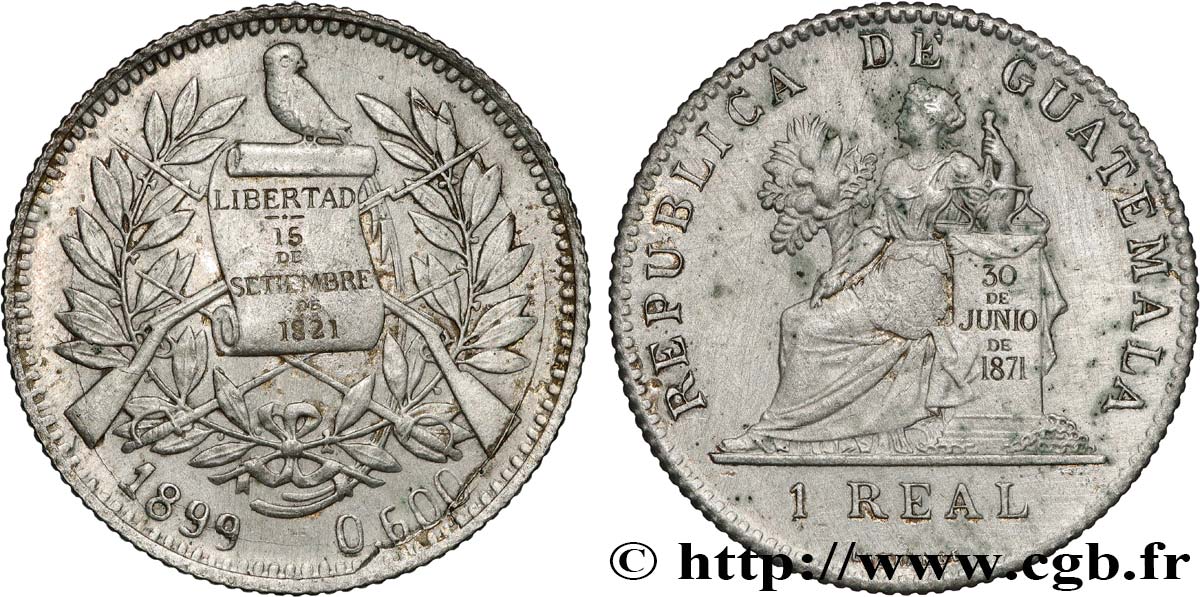 GUATEMALA 1 Real 1899  XF 
