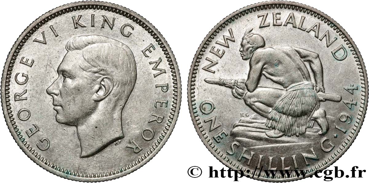 NEW ZEALAND 1 Shilling Georges VI 1944  AU 