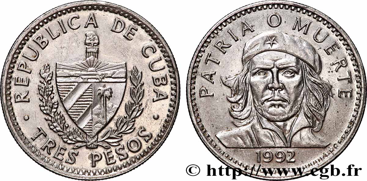 CUBA 3 Pesos Ernesto “Che” Guevara 1992  SUP 