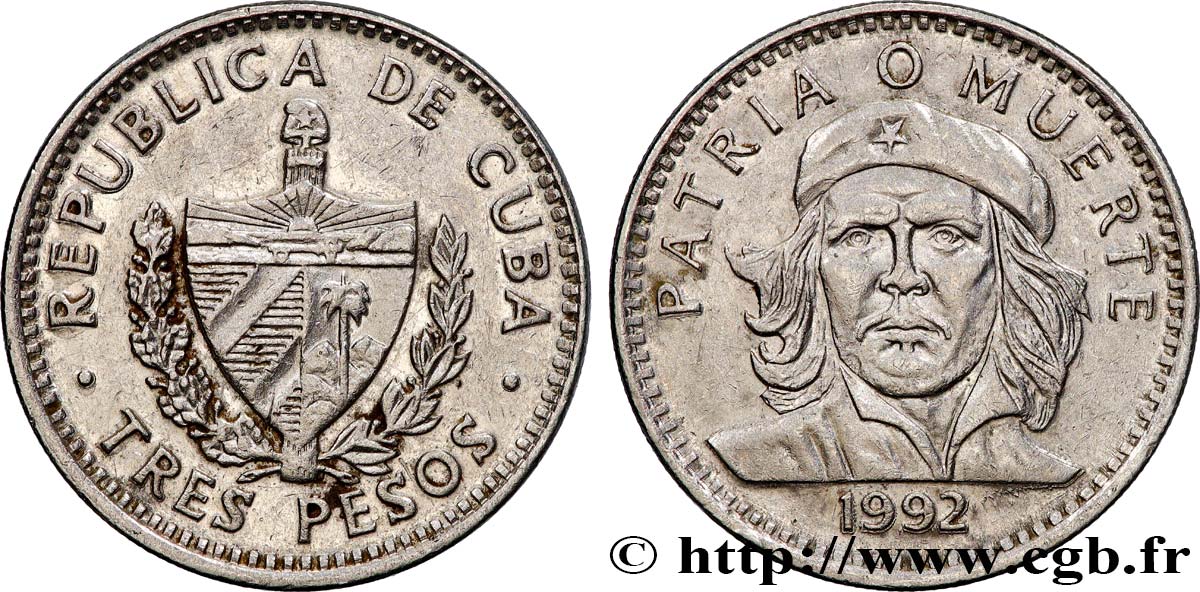 CUBA 3 Pesos Ernesto “Che” Guevara 1992  SUP 