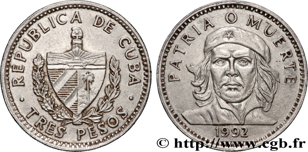 CUBA 3 Pesos Ernesto “Che” Guevara 1992  SUP 