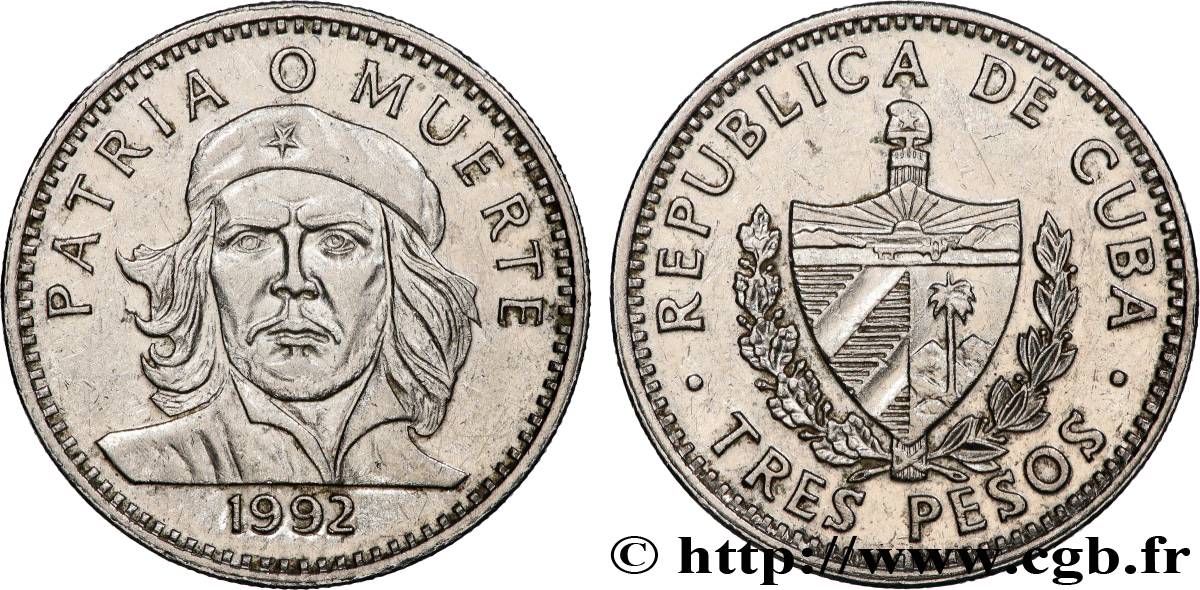 CUBA 3 Pesos Ernesto “Che” Guevara 1992  SUP 