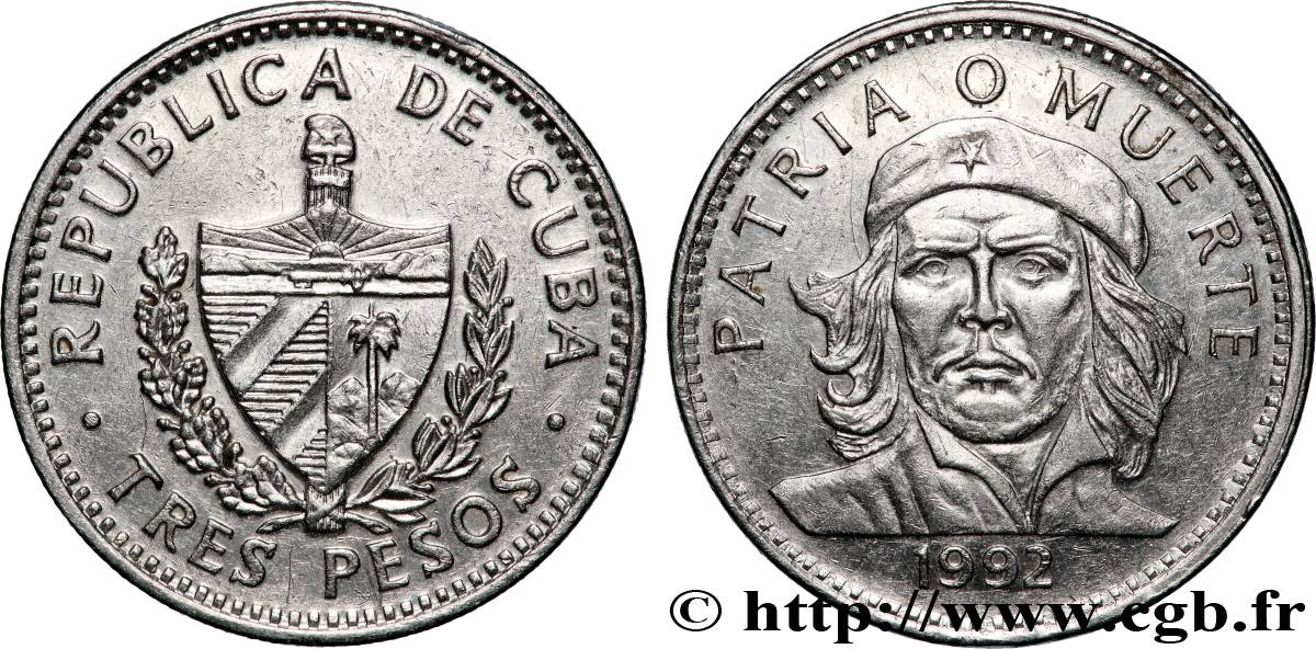 CUBA 3 Pesos Ernesto “Che” Guevara 1992  SUP 