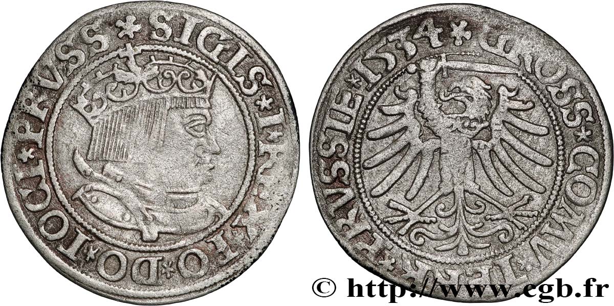 POLAND - SIGISMUND I THE OLD Gros 1534  XF 