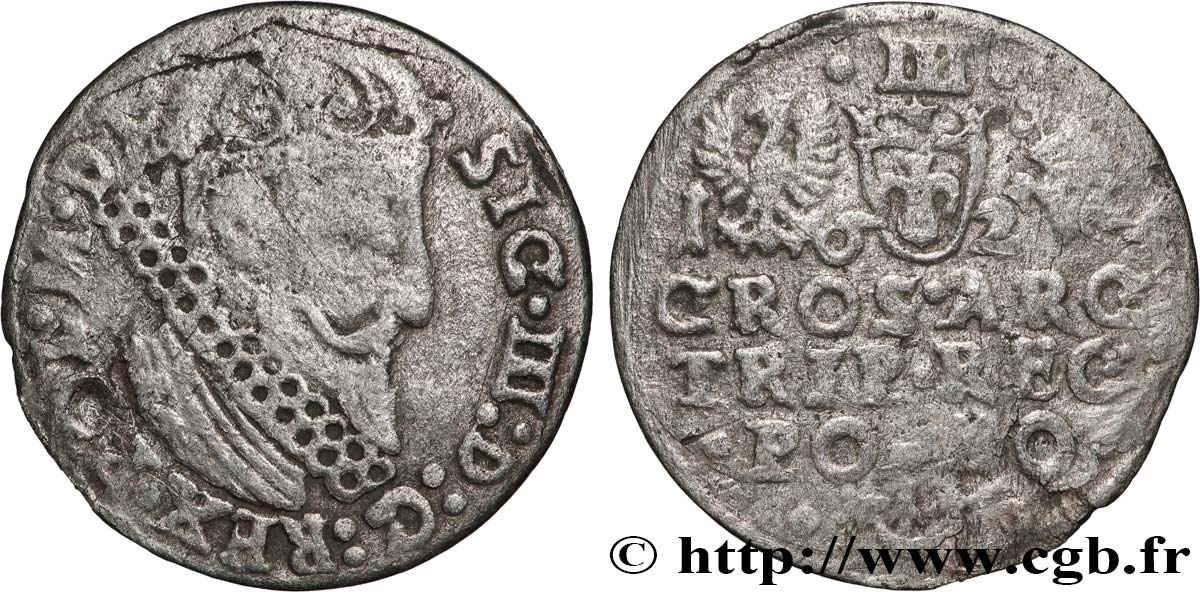 POLONIA - SIGISMUNDO III VASA Trois groschen ou trojak koronny 1621 Cracovie BC 