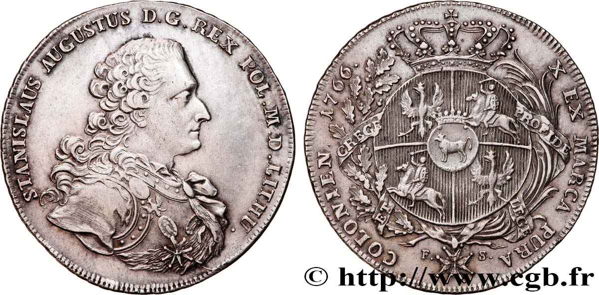 POLOGNE - ROYAUME DE POLOGNE - STANISLAS II AUGUSTE Thaler 1766 Varsovie q.SPL 