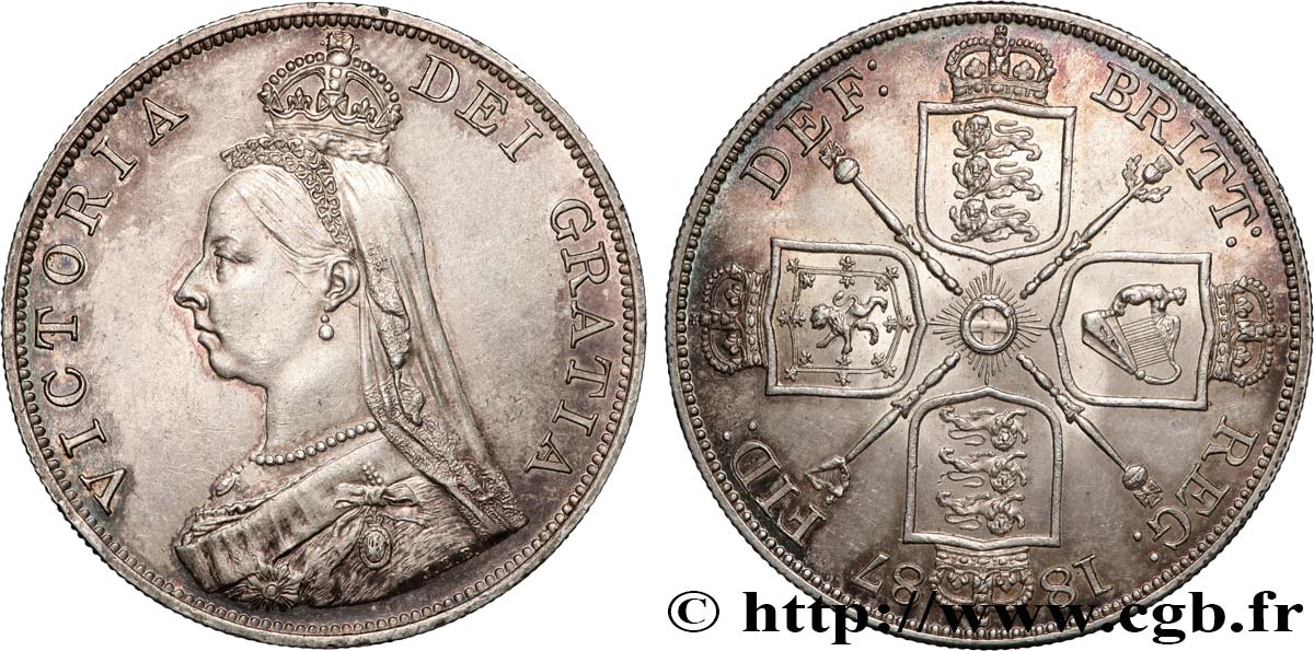 UNITED KINGDOM Double Florin Victoria buste du jubilé 1887  AU/MS 