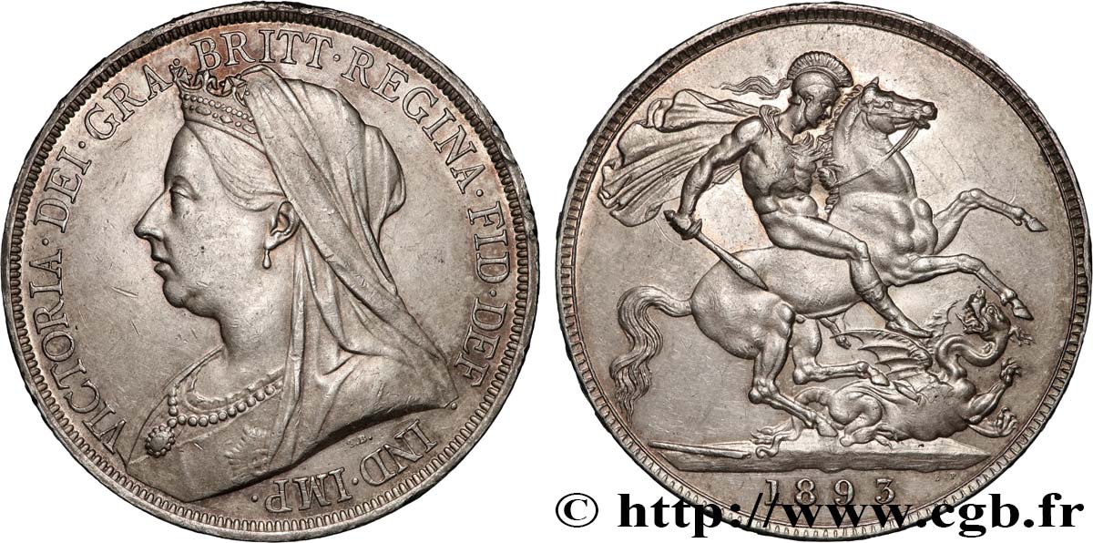 UNITED KINGDOM 1 Crown Victoria “old Head” 1893  AU 