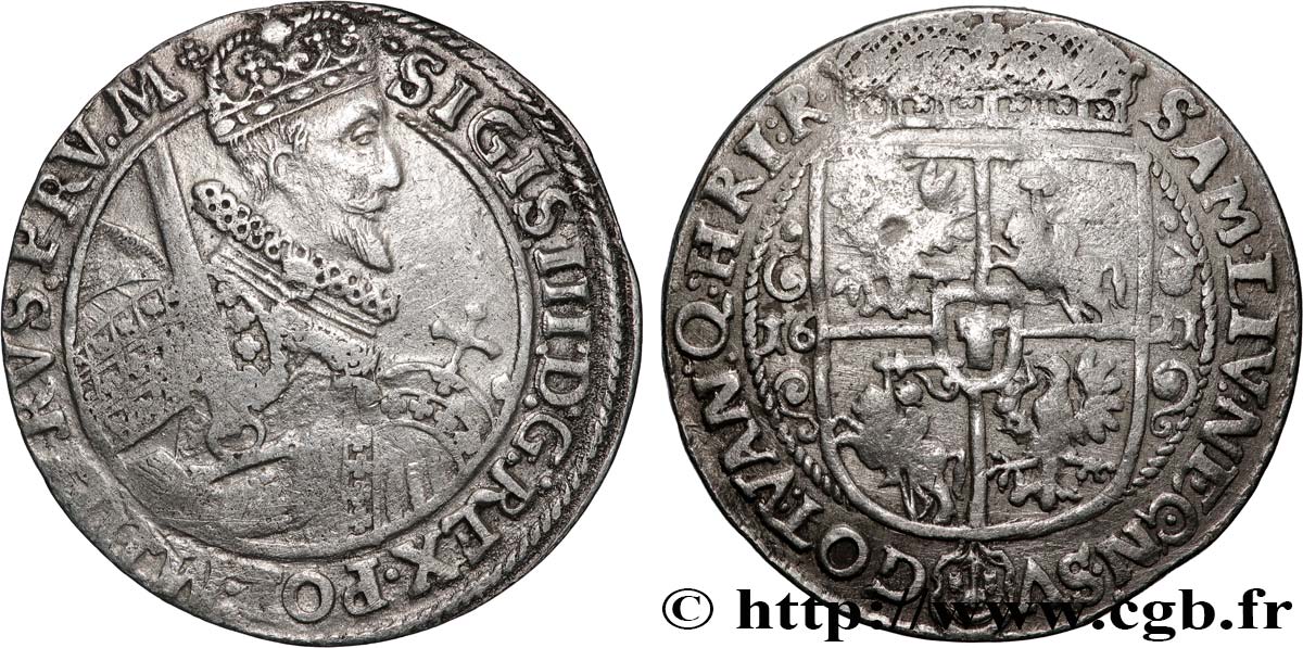 POLONIA 1/4 de thaler Sigismond III Vasa 1621 Cracovie q.BB 