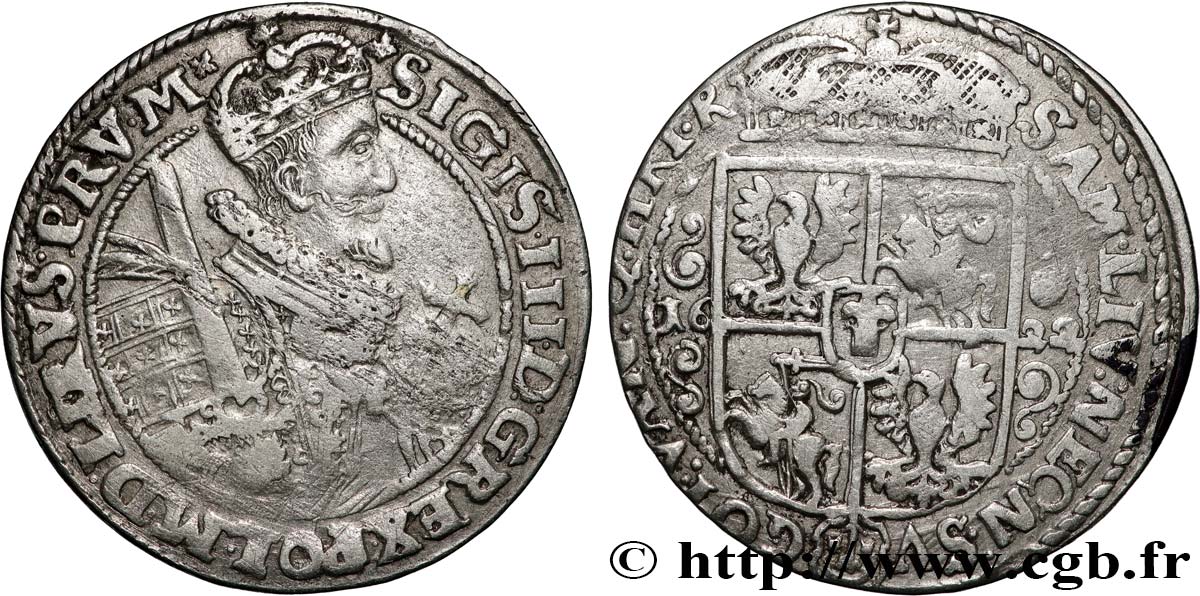 POLONIA 1/4 de thaler Sigismond III Vasa 1622 Cracovie BB 