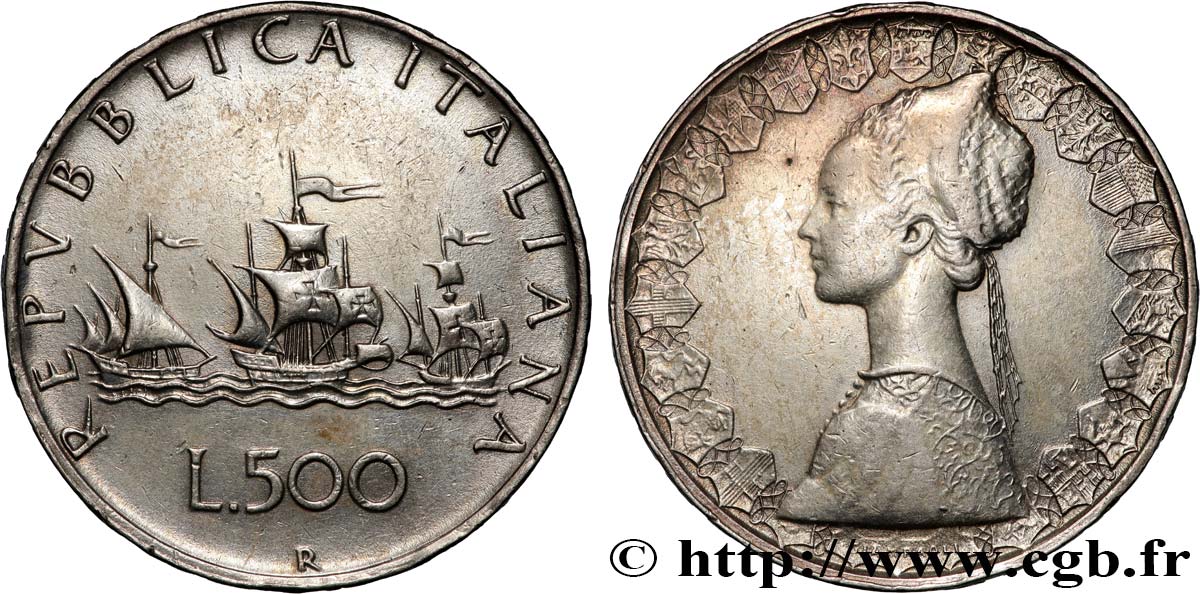 ITALIE 500 Lire “caravelles” 1960 Rome TTB 