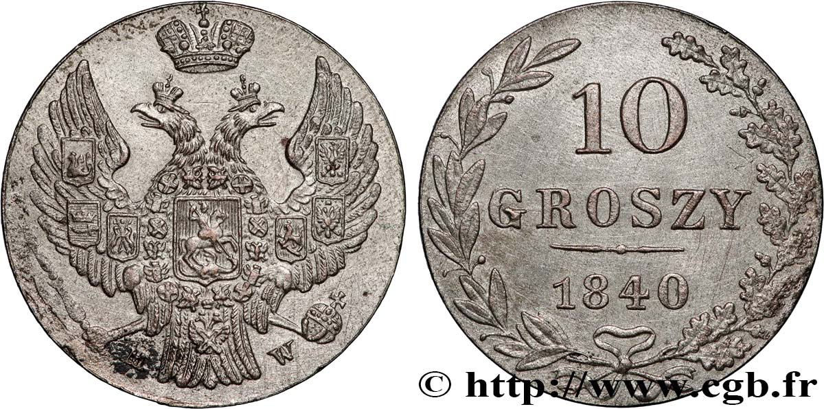 POLONIA 10 Groszy administration russe 1840 Varsovie MBC+ 