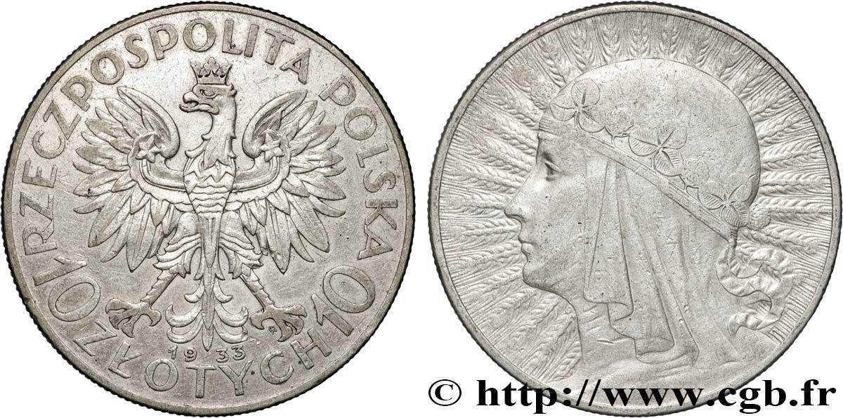 POLEN 10 Zlotych Reine Jadwiga 1933 Varsovie fVZ 