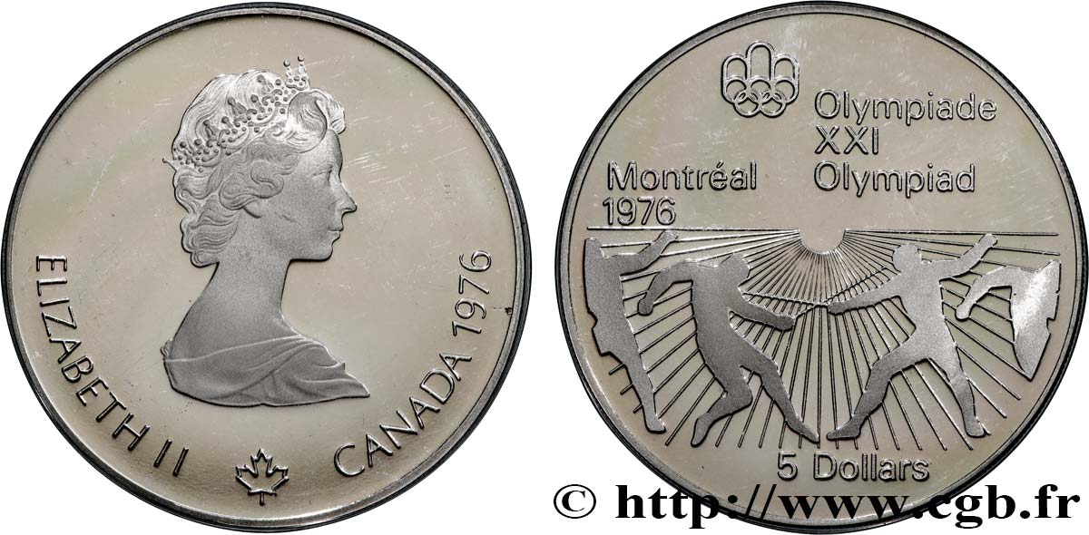 CANADA 5 Dollars Proof JO Montréal 1976 escrime 1976  MS 