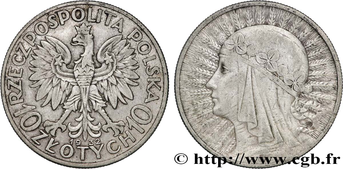 POLAND 10 Zlotych reine Jadwiga 1932 Londres XF 