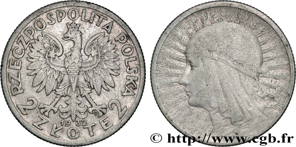 POLONIA 2 Zlote Reine Jadwiga 1932 Varsovie q.BB 