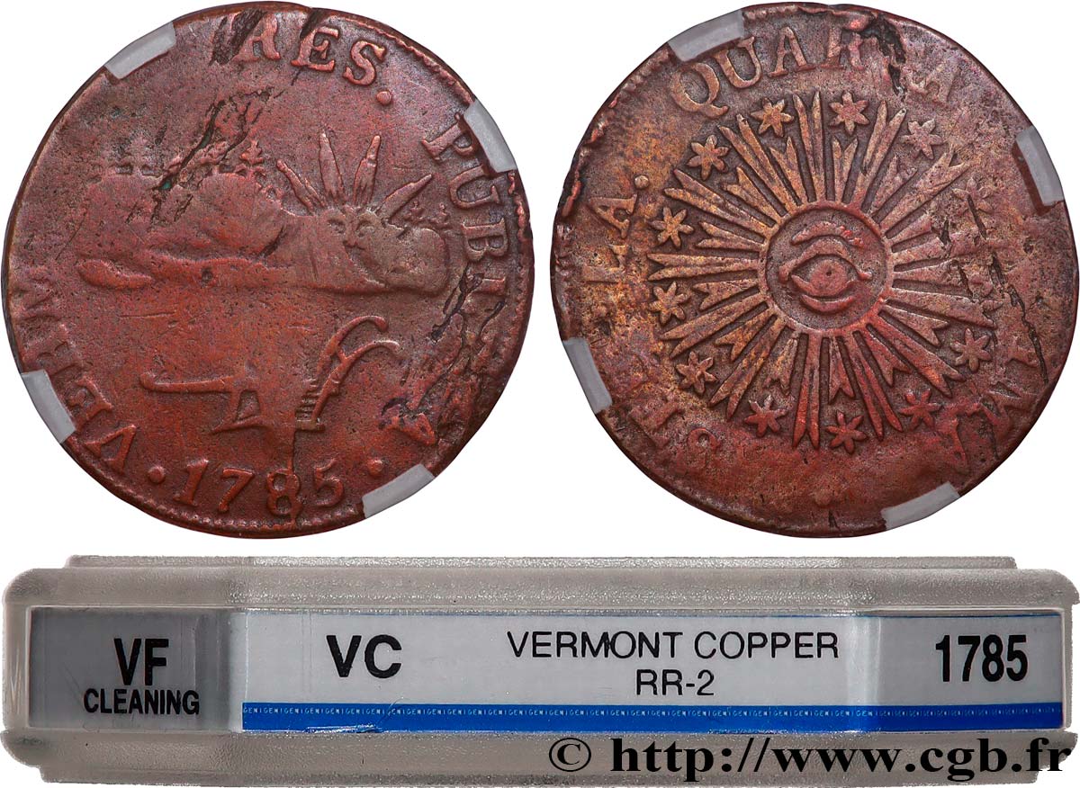 ÉTATS UNIS D AMÉRIQUE - MONNAYAGE POST-COLONIAL - VERMONT Vermont Copper RR-2 1785 Philadelphie MB GENI