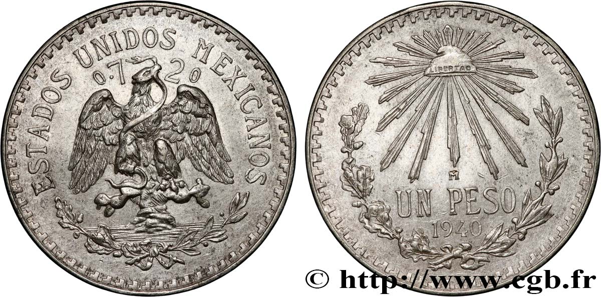 MEXIQUE 1 Peso 1940 Mexico SUP 