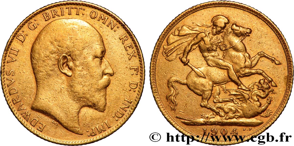 INVESTMENT GOLD 1 Souverain Edouard VII 1904 Londres VF 