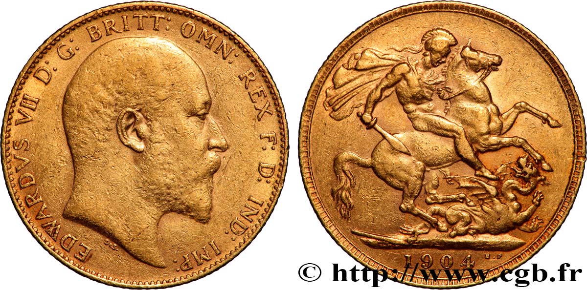 INVESTMENT GOLD 1 Souverain Edouard VII 1904 Londres XF 