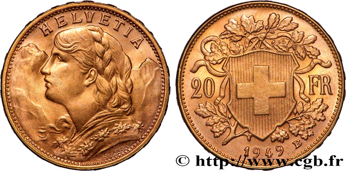 OR D INVESTISSEMENT 20 Francs or  Vreneli  1949 Berne SUP 