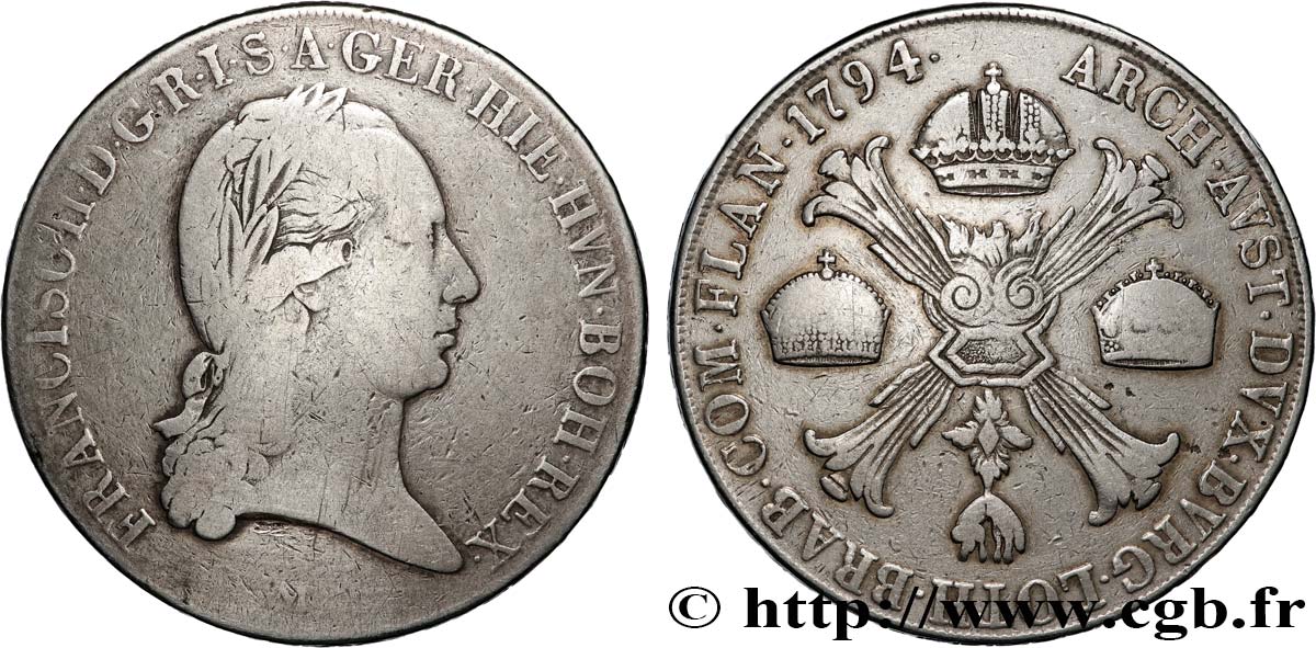 ITALY - LOMBARDY - FRANCESCO II 1 Kronenthaler  1794 Milan MB 