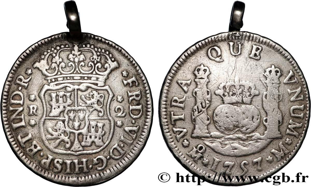 MEXICO 2 Reales Ferdinand VI 1757 Mexico VF 