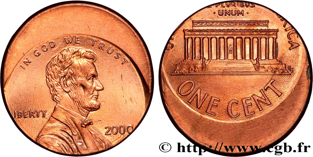 VEREINIGTE STAATEN VON AMERIKA 1 Cent Lincoln, frappe décentrée 2000  fST 