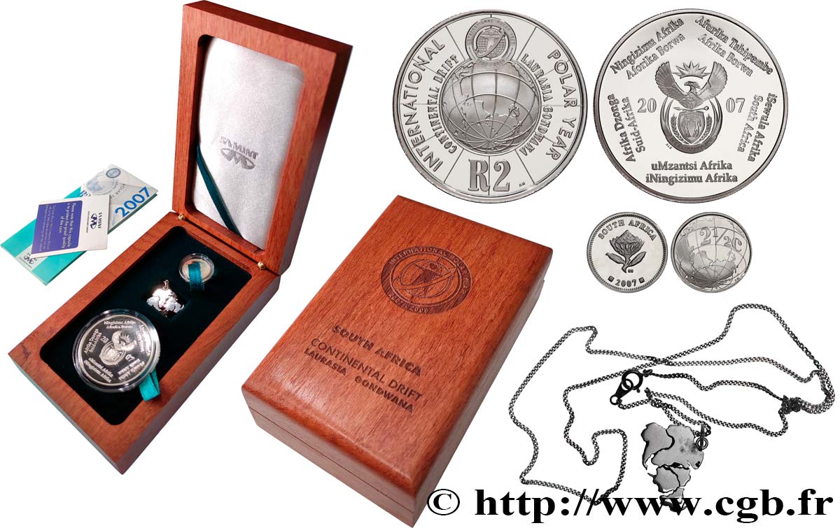 AFRIQUE DU SUD Coffret 2 1/2 cent et 2 Rand Proof année polaire Internationale 2007 Prétoria FDC 