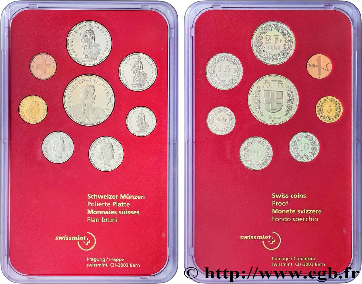 SCHWEIZ Série Proof 8 Monnaies 1998  ST 