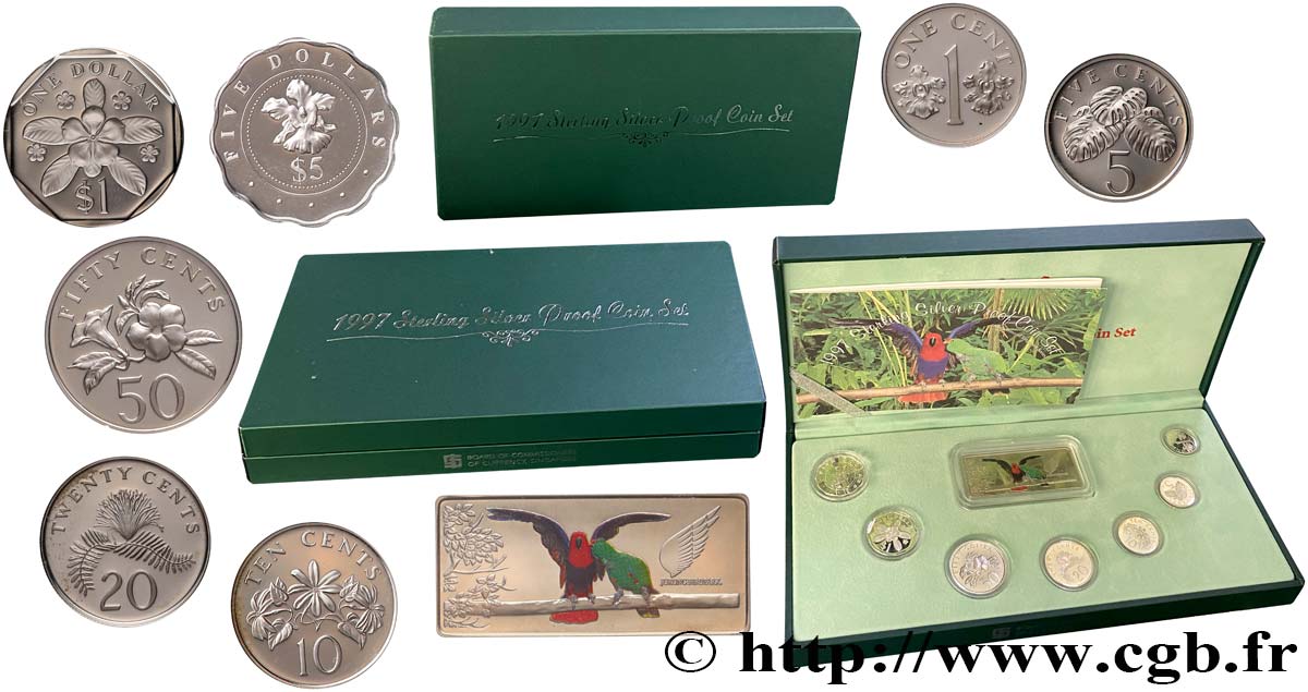 SINGAPORE Série Proof 7 monnaies Sterling Silver 1997 Singapour MS 