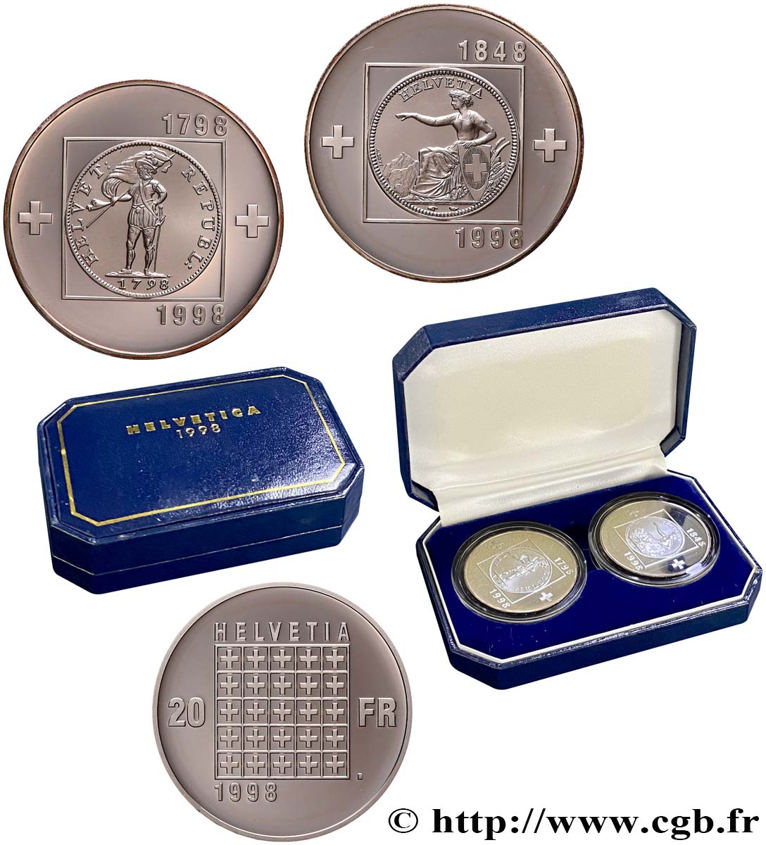 SUISSE Coffret Proof 2 x 20 Francs  1998 Berne - B SPL 