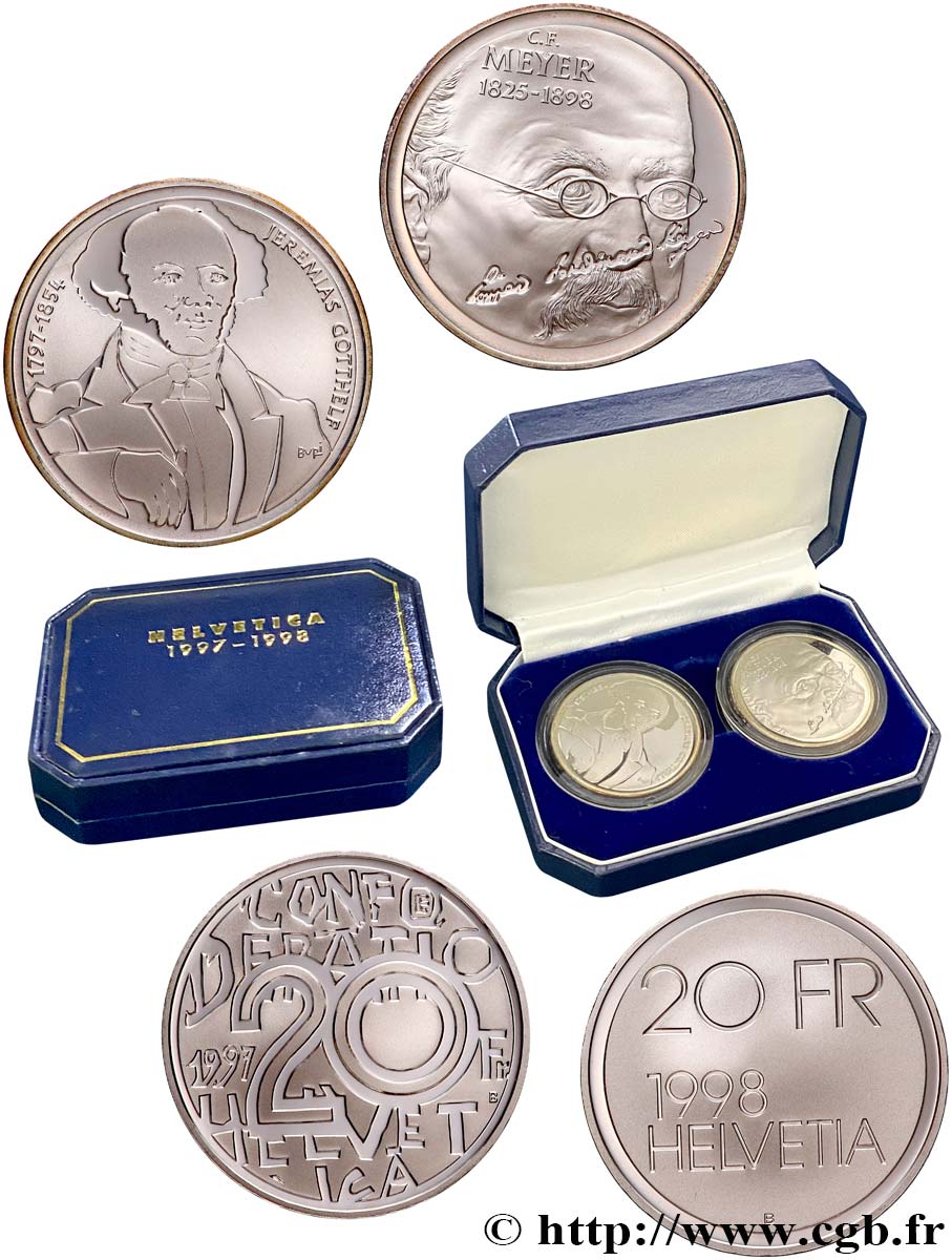 SUISSE Coffret Proof 2 x 20 Francs  1997-1998 Berne - B SPL 