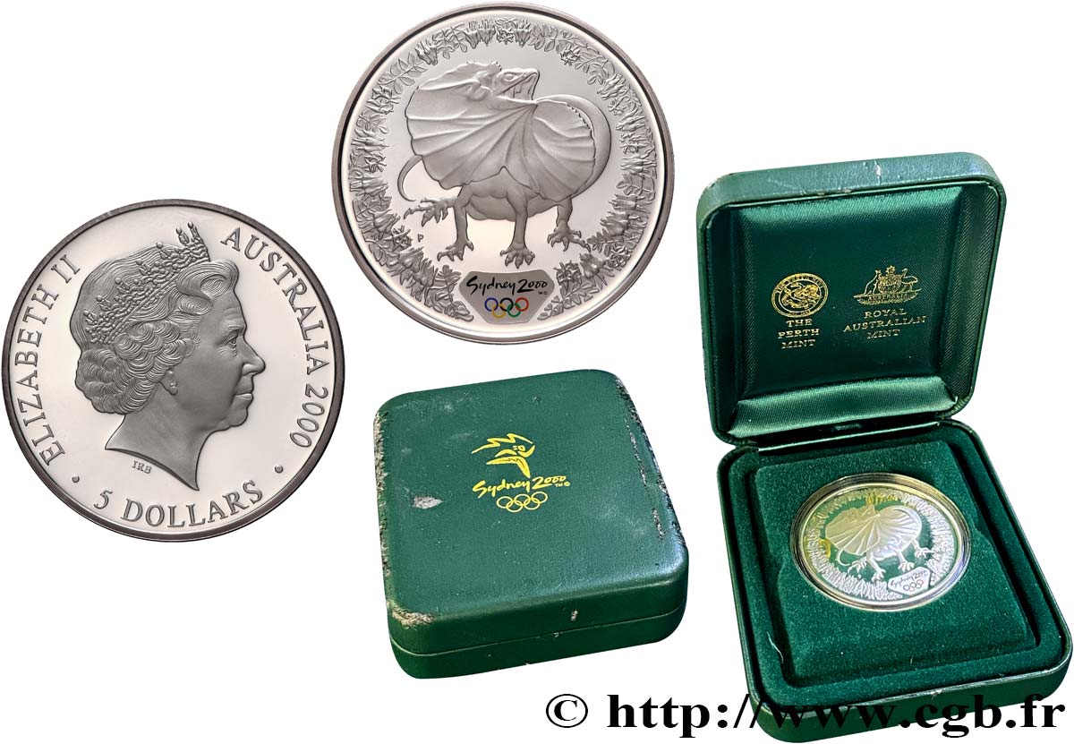 AUSTRALIA 5 Dollars Proof J.O. de Sydney  Lézard à Collerette 2000 Perth MS 