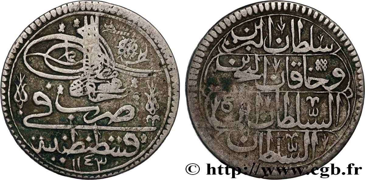 TURKEY 1/2 Kurush au nom de Mahmud Ier AH 1143  1730 Constantinople VF 