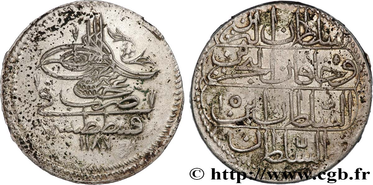 TURKEY 1 Piastre Abdul Hamid Ier AH 1187 an 15 1788  XF 