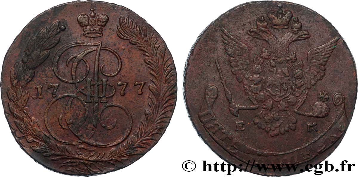 RUSSLAND - KATHARINA II 5 Kopecks  1777 Ekaterinbourg SS 