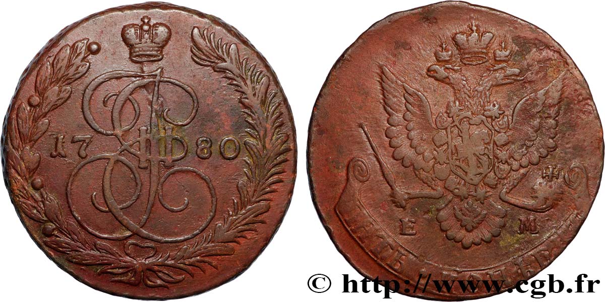 RUSSLAND - KATHARINA II 5 Kopecks  1780 Ekaterinbourg SS 